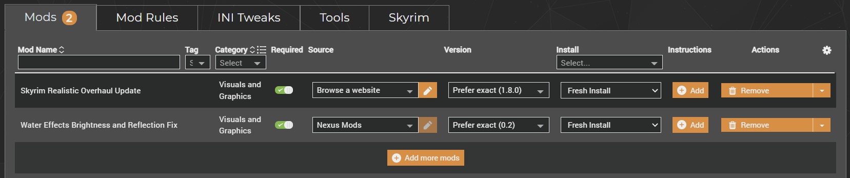 The Collection Workshop view with one Nexus Mods file and an external file